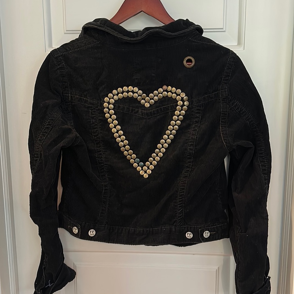 Free People Black Embellished Corduroy Jacket, NWOT